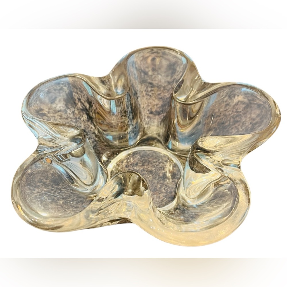 Vintage Petal Flower Shape Clear Crystal Bowl